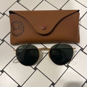 Ray-Ban Gold Frame Sunglasses with Dark Lenses